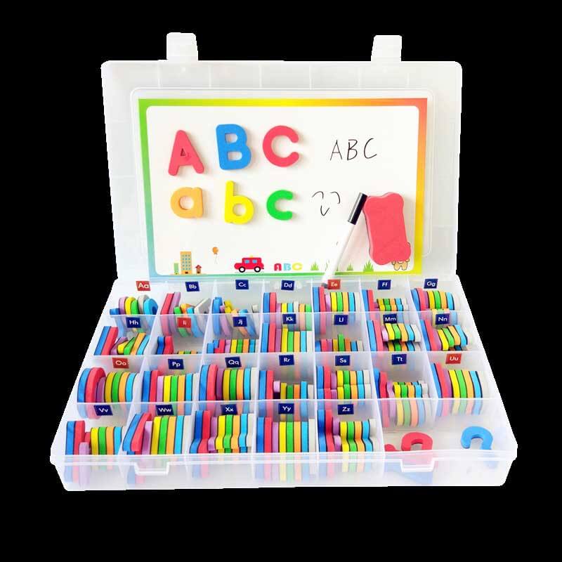 AlphaMag | Diversão educativa - Conjunto de letras magnéticas dupla face com acessórios