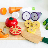 Thumbnail for MiniChef | Playfully cooking - Wooden play kitchen with cuttable vegetables and fruit