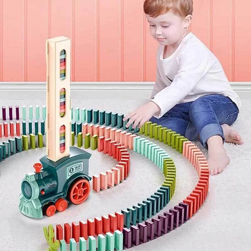 DominoExpress | Endloser Spielspaß - Automatischer Dominosteinzug mit bunten Blöcken