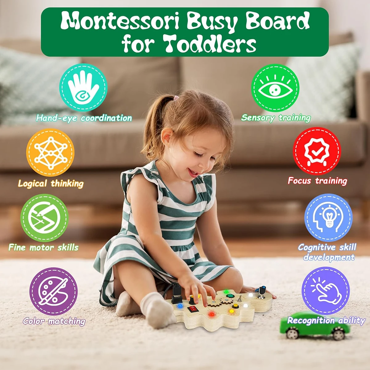 Ecotoys DinoSpark | Montessori LED Playboard - Educational Baby Toy
