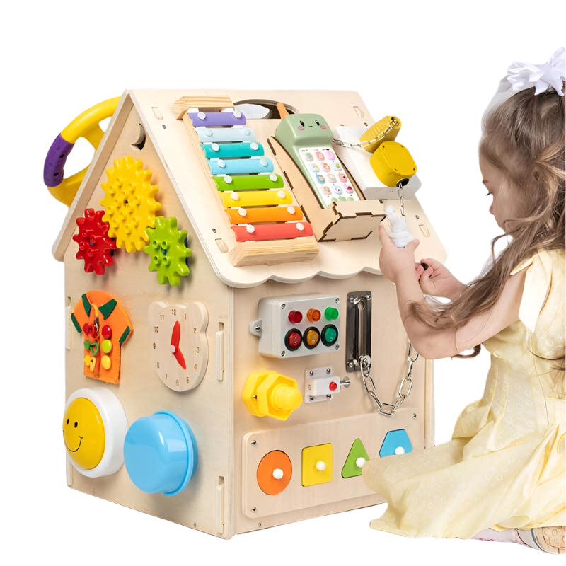 SkillHouse | Descubre y aprende - Juguete de actividades de madera Montessori para niños