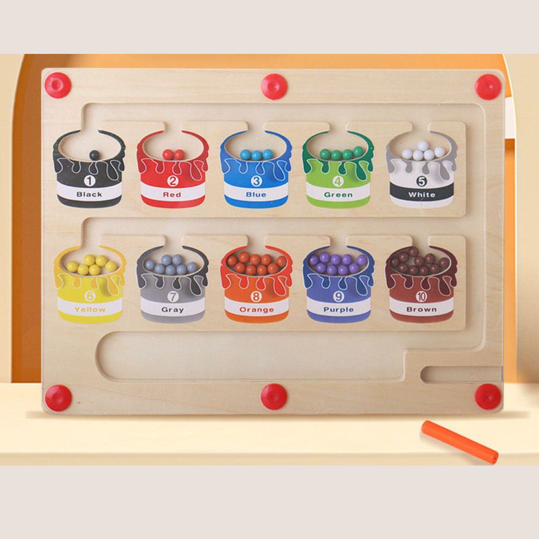 Magnetix Labirynt Kolorów Puzzle | Odkryj Kolory i Cyfry - Edukacyjna Zabawka Montessori