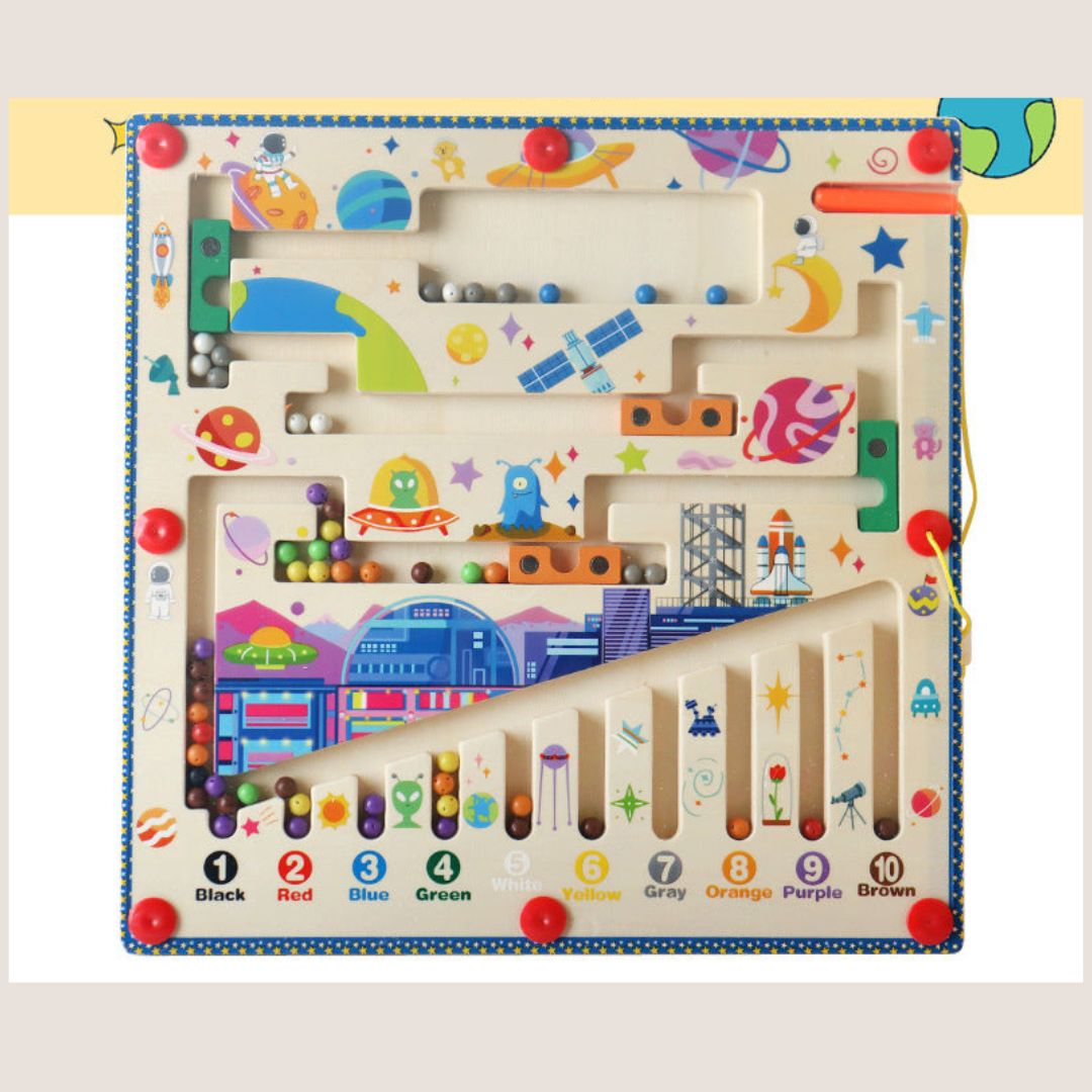 Magnetix Labirynt Kolorów Puzzle | Odkryj Kolory i Cyfry - Edukacyjna Zabawka Montessori