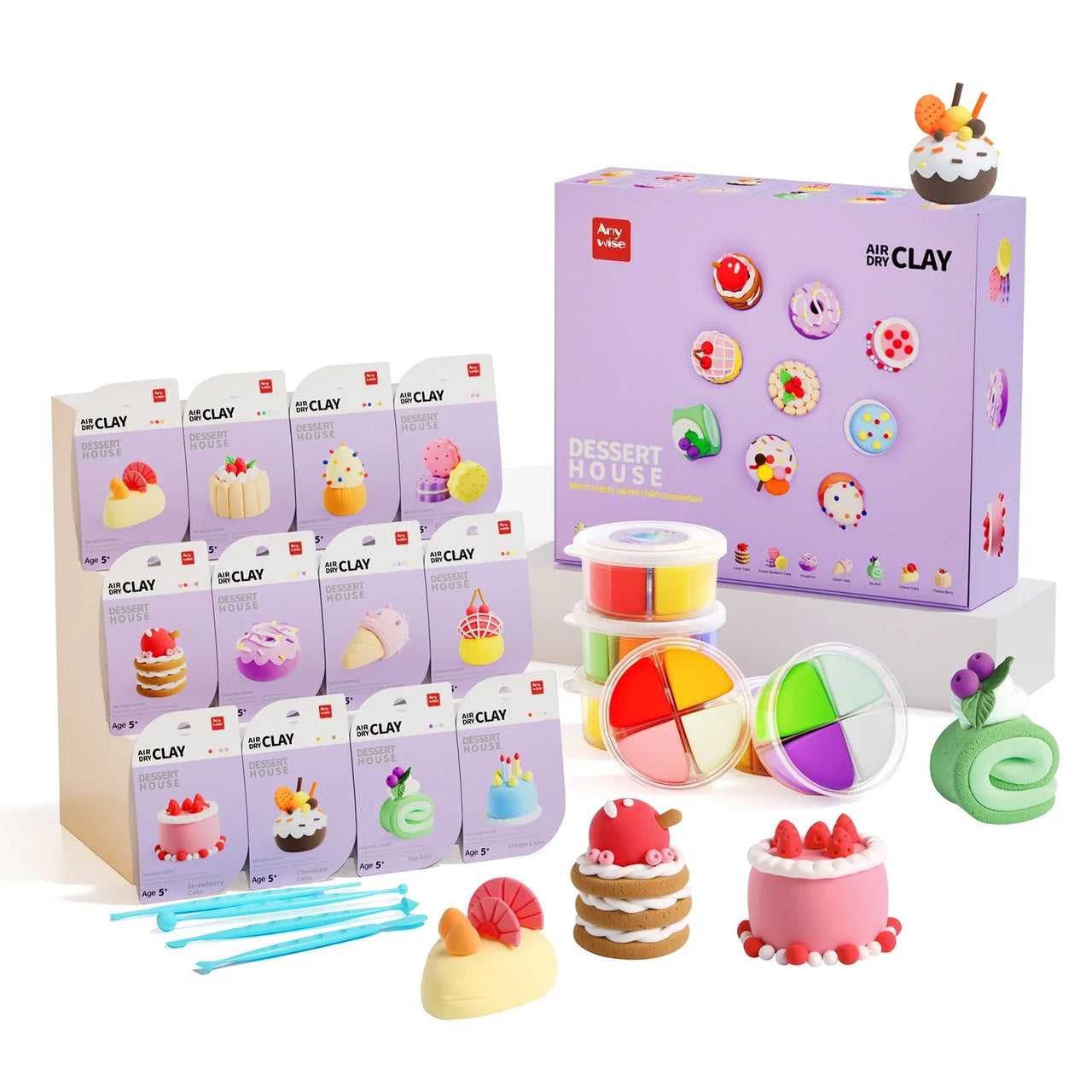 DinoClay | Modellare creativamente con i dinosauri – Set di argilla fai-da-te con 6 forme