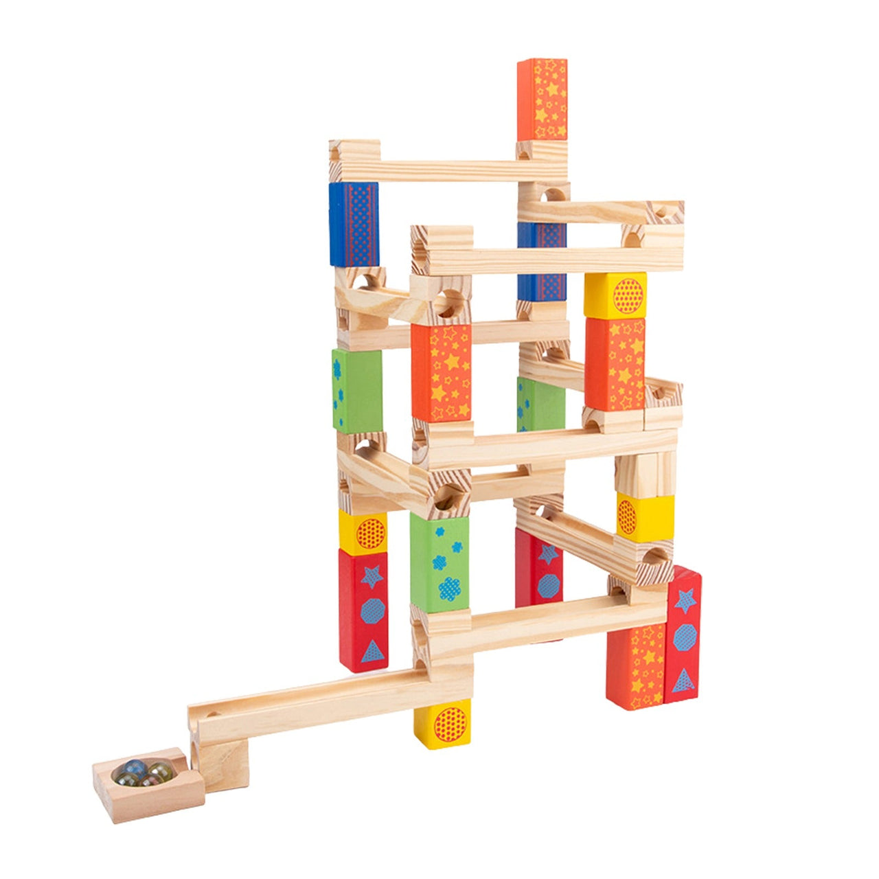 EcoToys Pista da Corsa in Marmo di Legno | Educativo - Gioco Divertente per Bambini