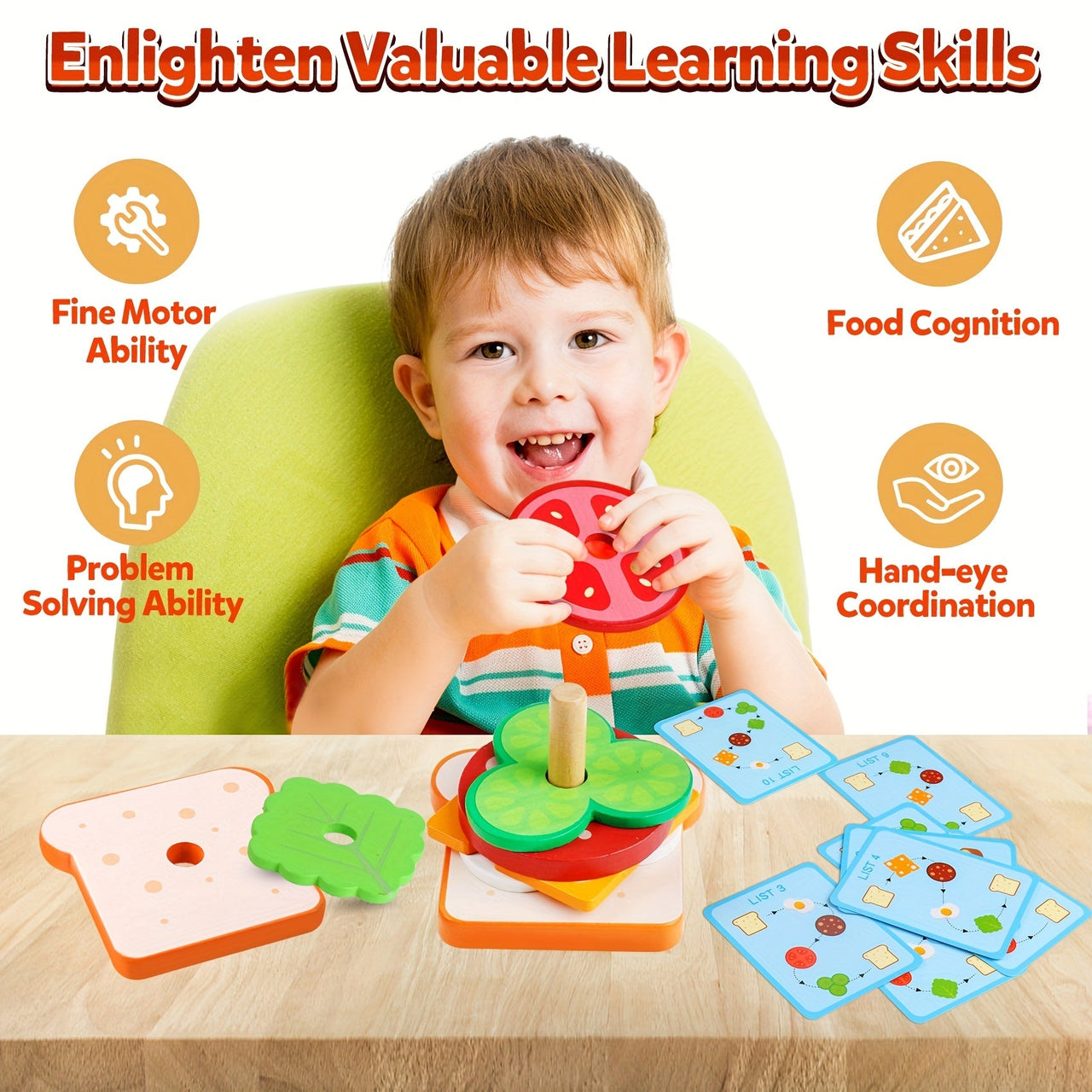 Ecotoys StackMaster | Bereichere die Kreativität - Pädagogisches Stapelspielzeug für Kinder