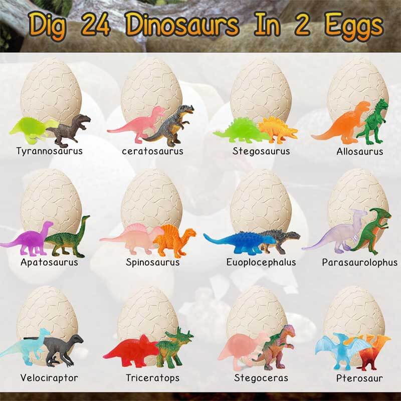 DinoDig | Emoción emocionante de descubrimiento - Grandes huevos excavables con figuras de dinosaurios para niños