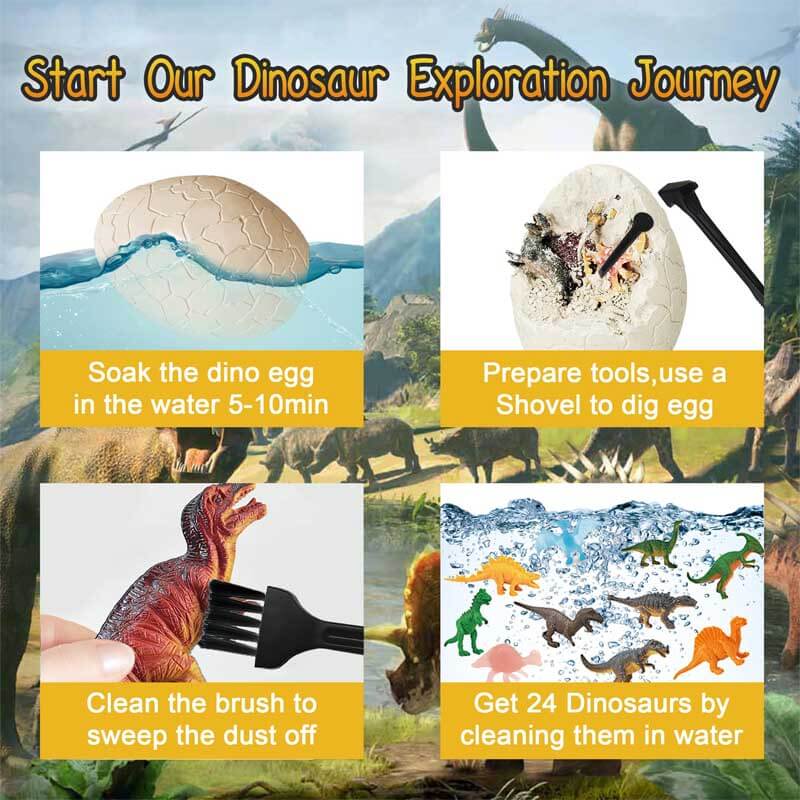 DinoDig | Emoción emocionante de descubrimiento - Grandes huevos excavables con figuras de dinosaurios para niños