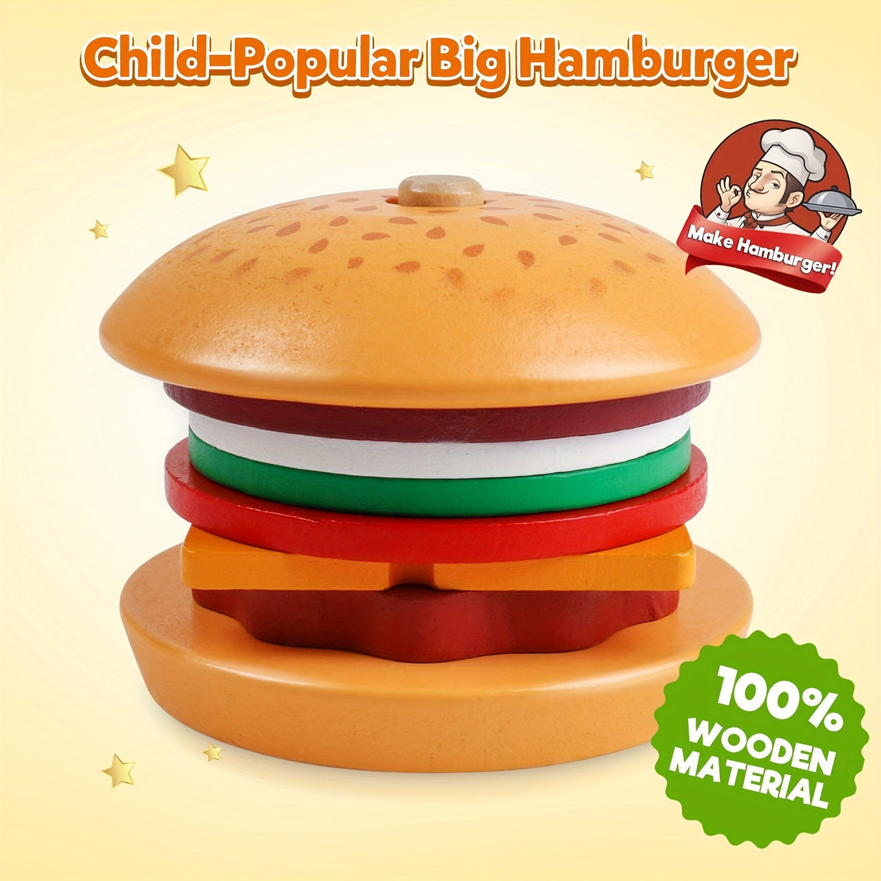 Ecotoys BurgerMaster | Spielerisch Stapeln - Pädagogisches Montessori Stapelspielzeug für Kleinkinder und Vorschulkinder