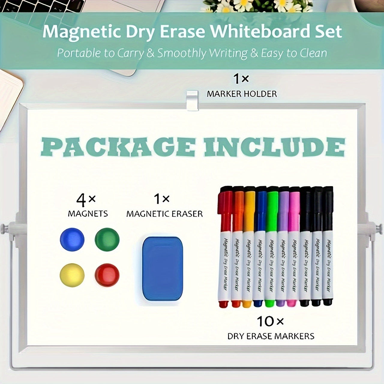 Magnetix Whiteboard | Erstellen und organisieren Sie mühelos - Doppelseitiges magnetisches Whiteboard