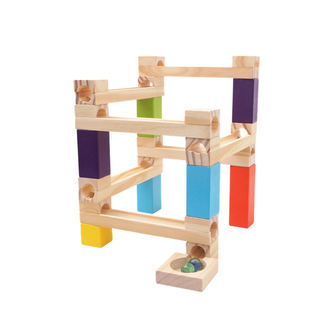 EcoToys Pista da Corsa in Marmo di Legno | Educativo - Gioco Divertente per Bambini