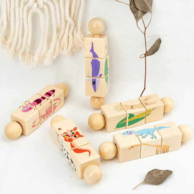 Ecotoys BellJoy | Explorez le monde - Jouet hochet en bois pour bébé pour le développement de la dextérité manuelle