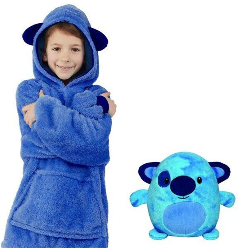 SnugglePals | Knus comfort - 2-w-1 dziecięca bluza z kapturem zwierzątko poduszka zabawka na zimę