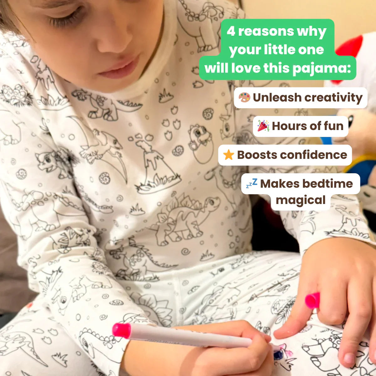 DinoDreams | Färger och lek - DIY pyjamaset med dino-tryck