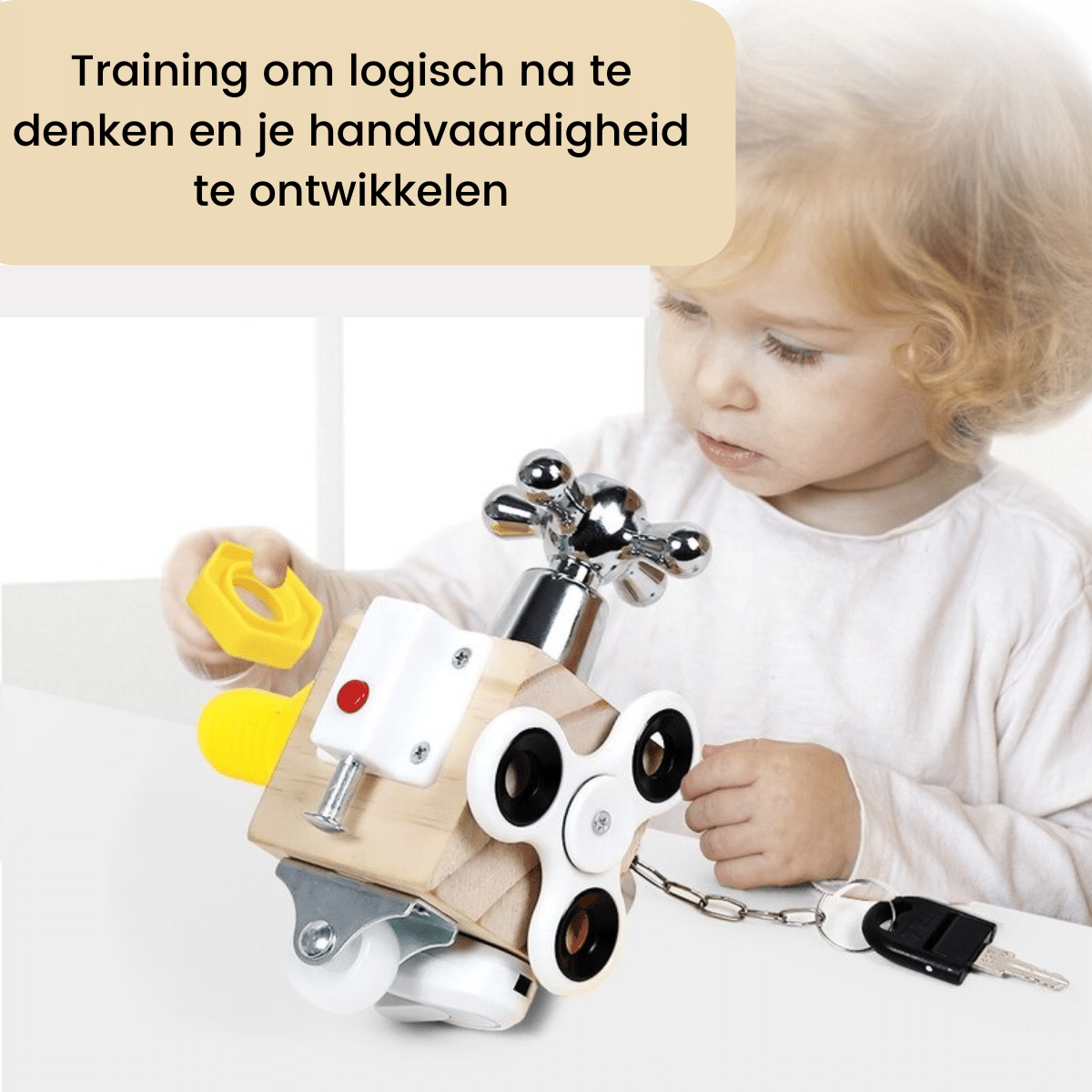 EcoToys FunCube | Entwickle deine Fähigkeiten - Kreatives Montessori Holzspielblock für Kinder