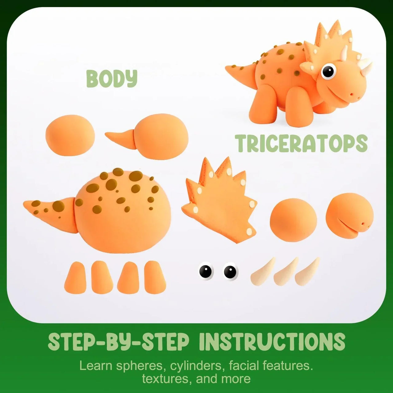 DinoClay | Modellare creativamente con i dinosauri – Set di argilla fai-da-te con 6 forme