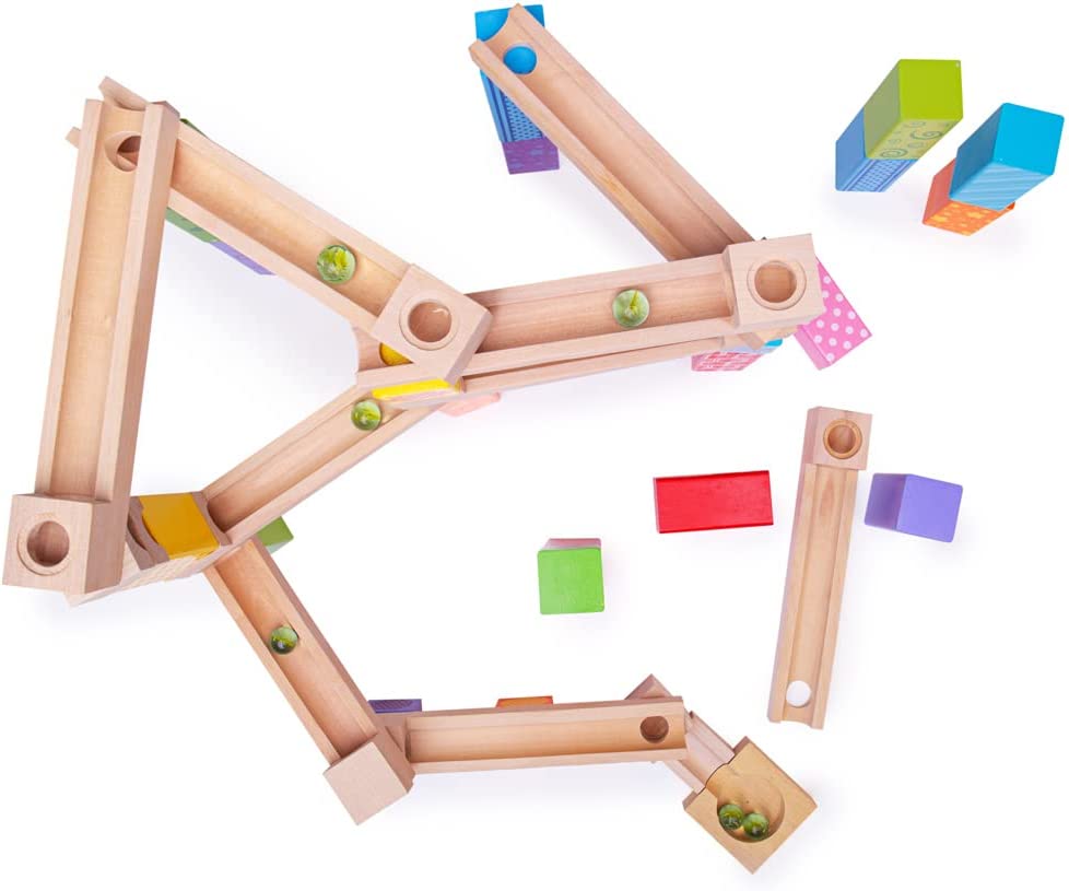 EcoToys Pista da Corsa in Marmo di Legno | Educativo - Gioco Divertente per Bambini