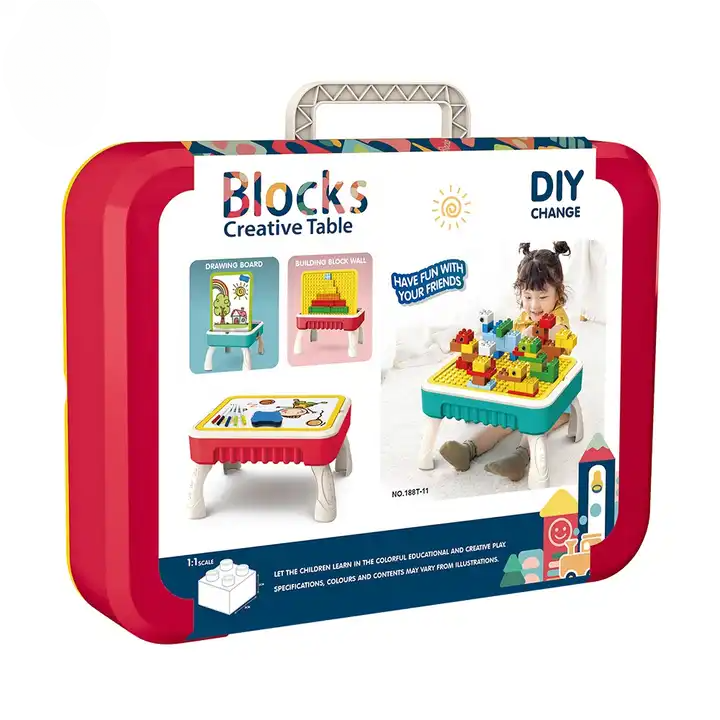 BuildMaster | Kreatives Abenteuer - Aktivitätstisch für Kinder mit Bauklötzen und Zeichenbrett