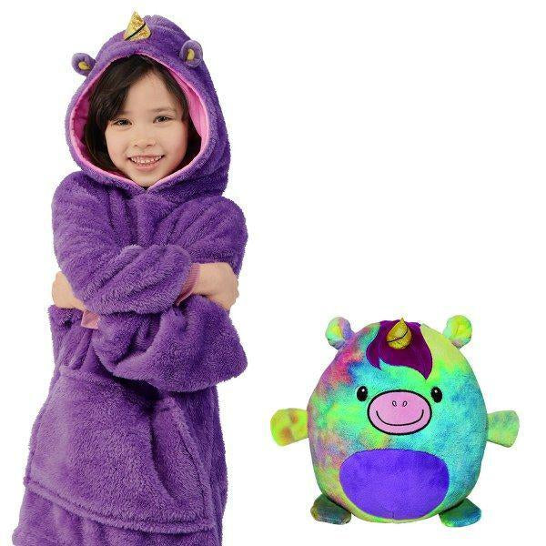 SnugglePals | Knus comfort - 2-w-1 dziecięca bluza z kapturem zwierzątko poduszka zabawka na zimę