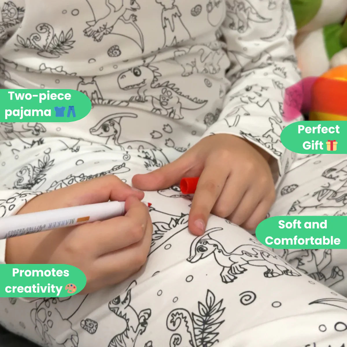 DinoDreams | Färger och lek - DIY pyjamaset med dino-tryck