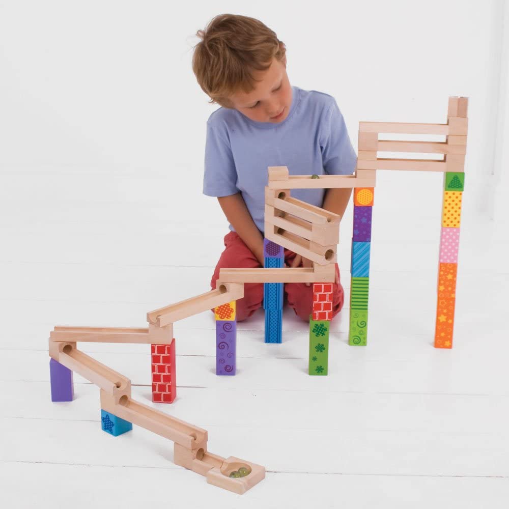 EcoToys Pista da Corsa in Marmo di Legno | Educativo - Gioco Divertente per Bambini