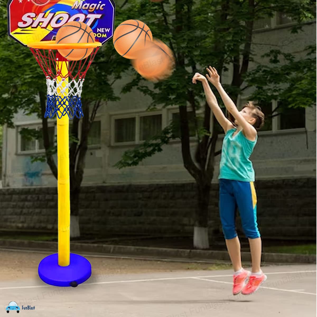 HoopStars | Segna divertimento di gioco infinito - Set da basket regolabile per bambini con palla, cerchio e rete