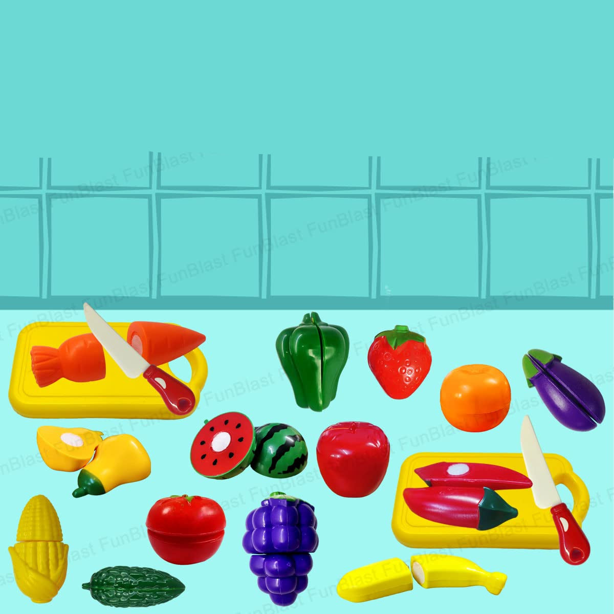 MiniChef | Spielerisches Lernen Schneiden - Gemüse- und Obstschneideset für Kinder