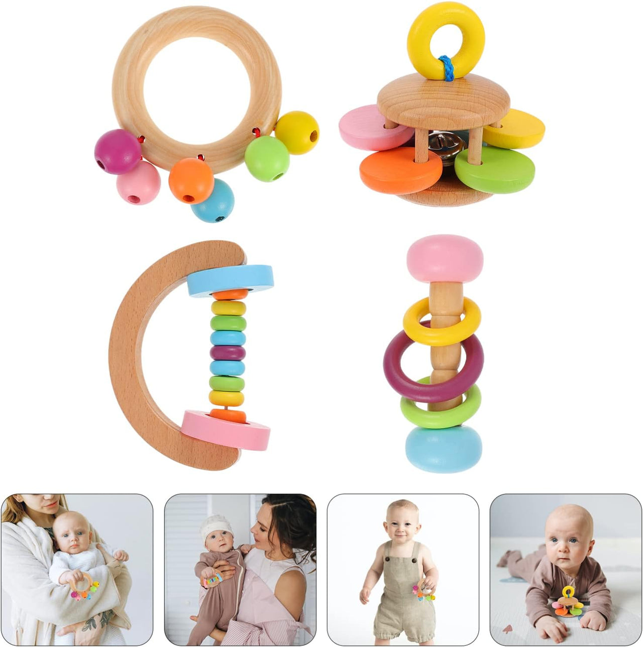 Ecotoys RattlePlay | Divertimento sensoriale per i più piccoli - Sonagli Montessori in legno