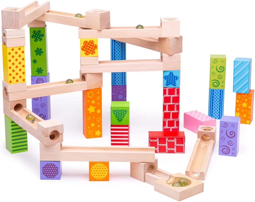 Ecotoys MarbleMaster | Kreativer Spaß - Holz-Marmorbahn Bau-Spielzeug