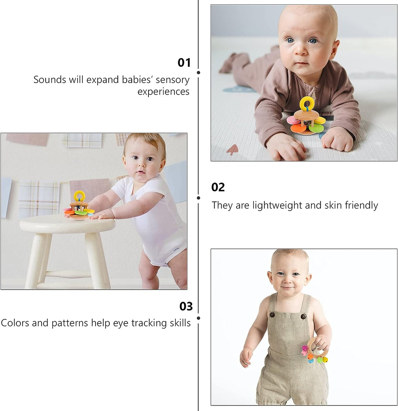 Ecotoys RattlePlay | Divertimento sensoriale per i più piccoli - Sonagli Montessori in legno