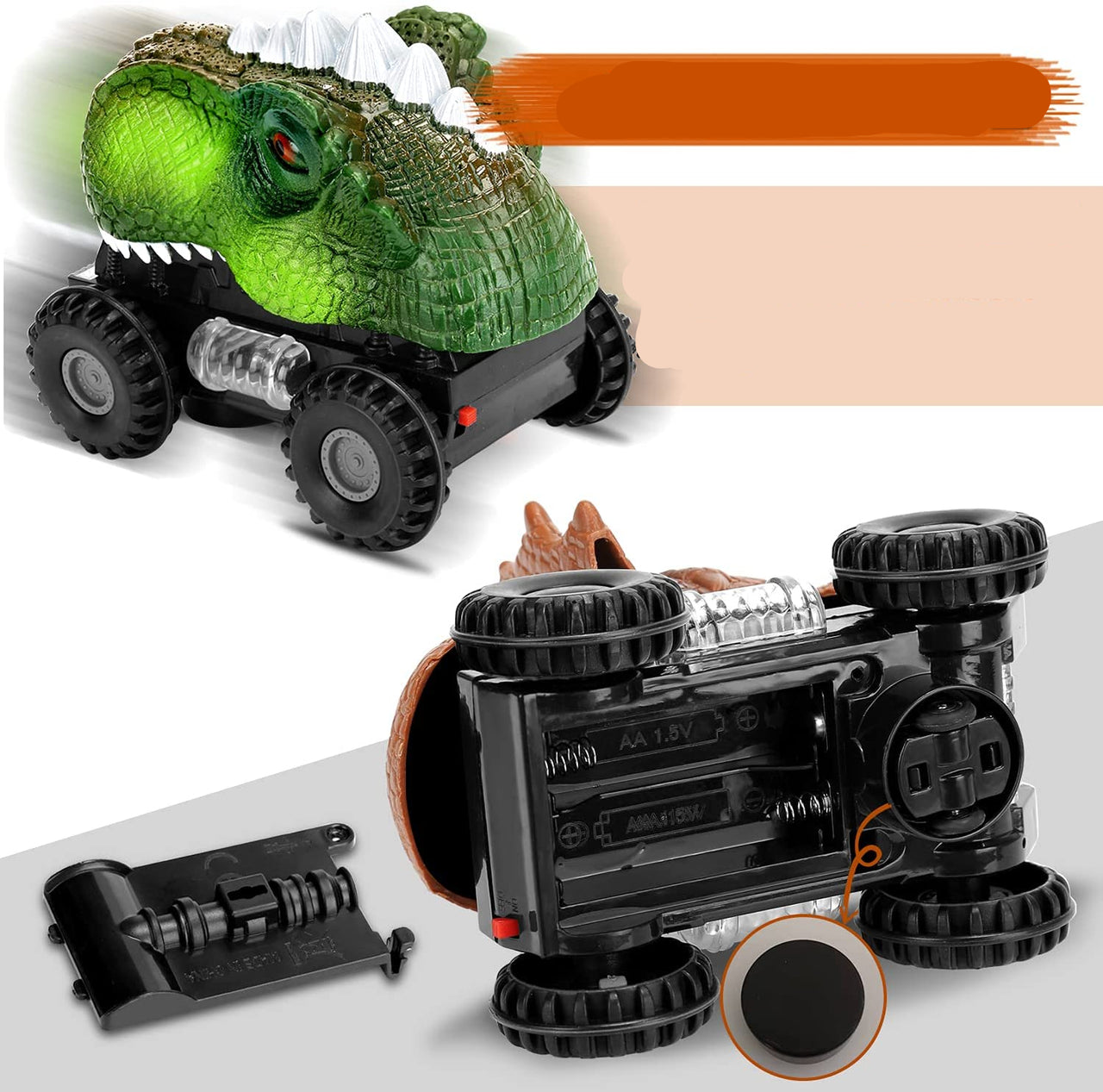 DinoRacers | Brüllende Aktion - Elektrisches Dinosaurierauto mit Licht & Sound