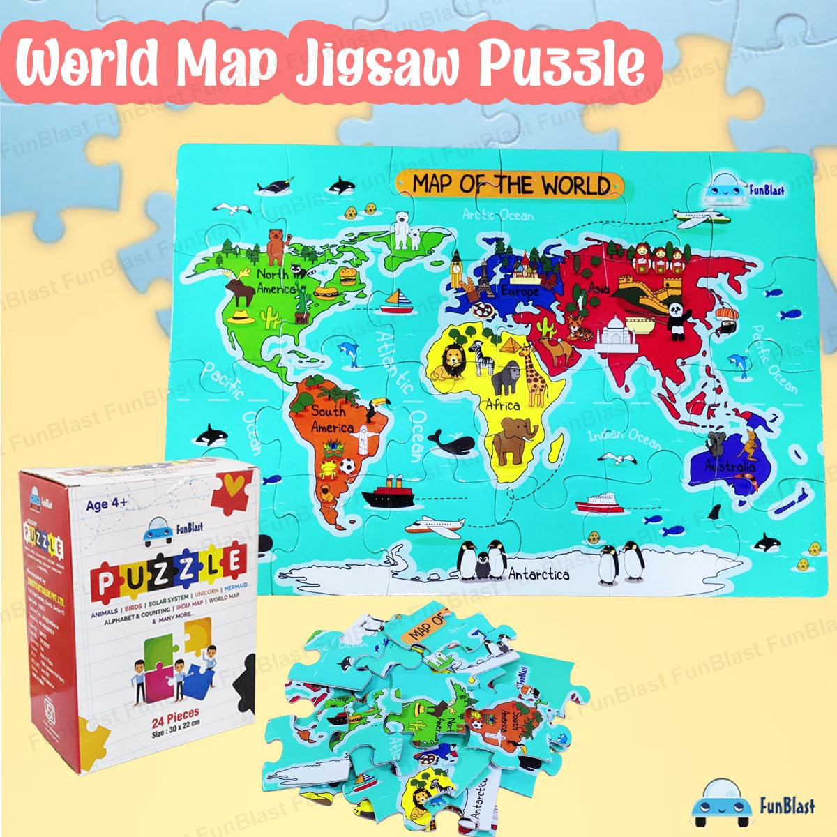 GeoQuest | Scopri il mondo giocando - Puzzle mappa del mondo educativa per bambini