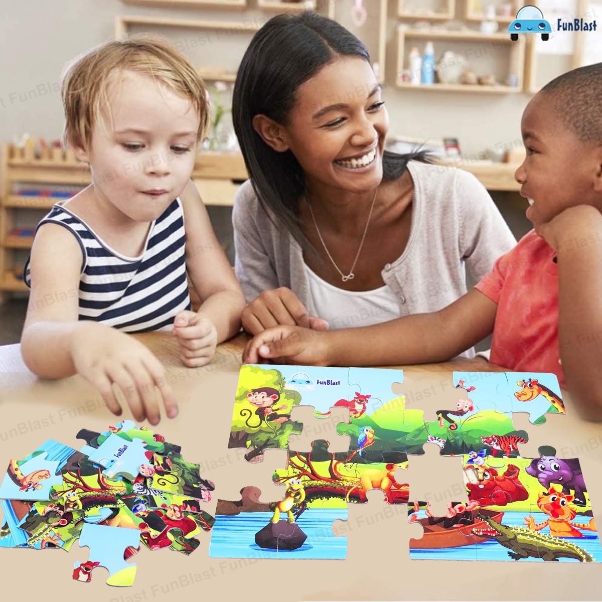 PuzzleSafari | Avontuurlijk leerplezier - Dierenrijk panorama puzzel voor kinderen