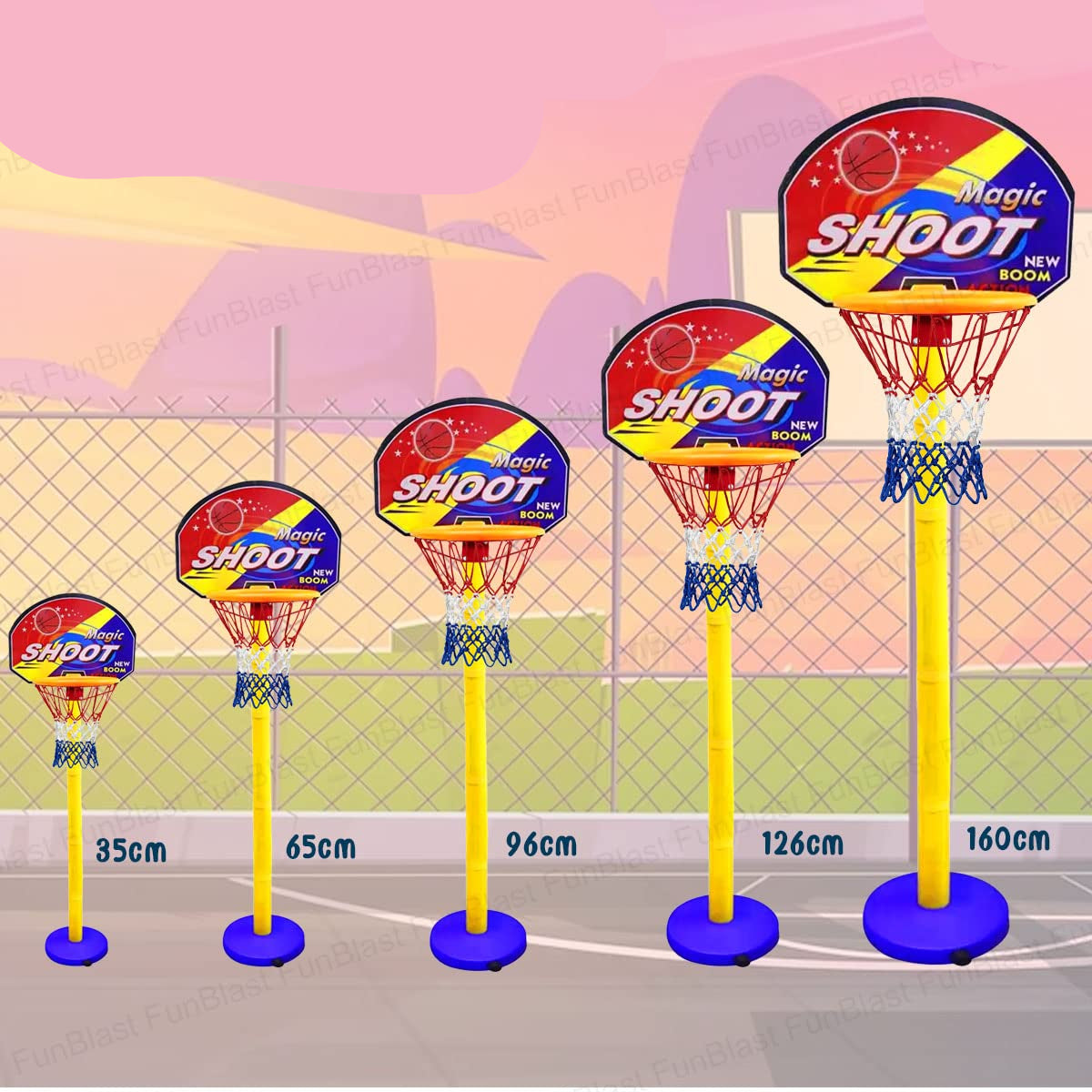 HoopStars | Segna divertimento di gioco infinito - Set da basket regolabile per bambini con palla, cerchio e rete