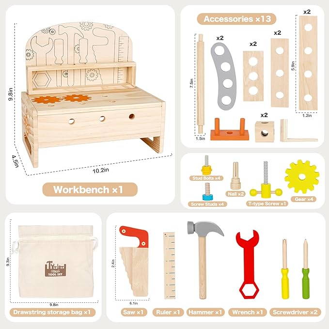 Ecotoys FixiBoard | Fördert Kreativität und Fähigkeiten - Pädagogisches Holzspielbrett