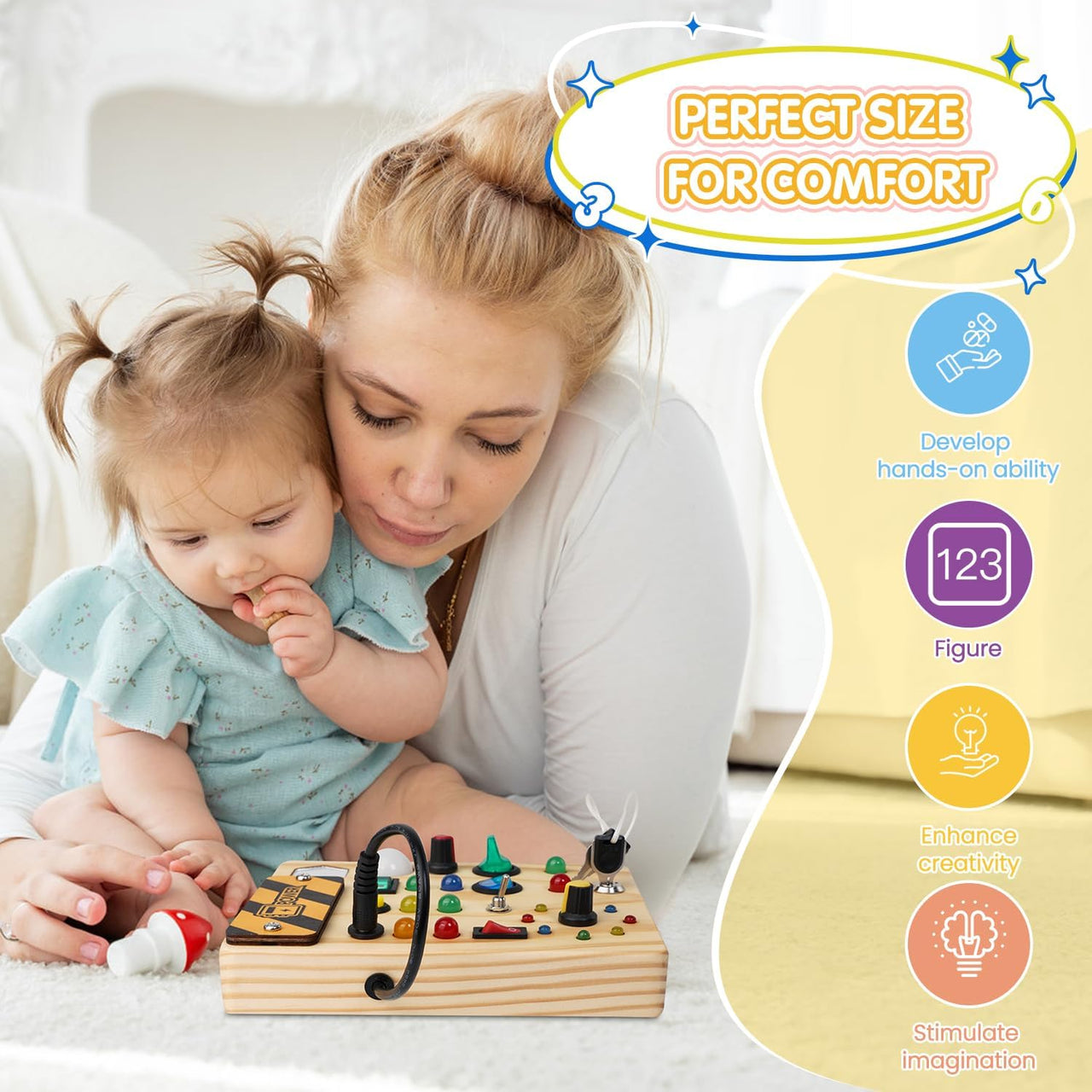 EcoToys GlowSwitch | Rozwijaj kreatywność swojego malucha - Montessori LED drewniana tablica do zabawy