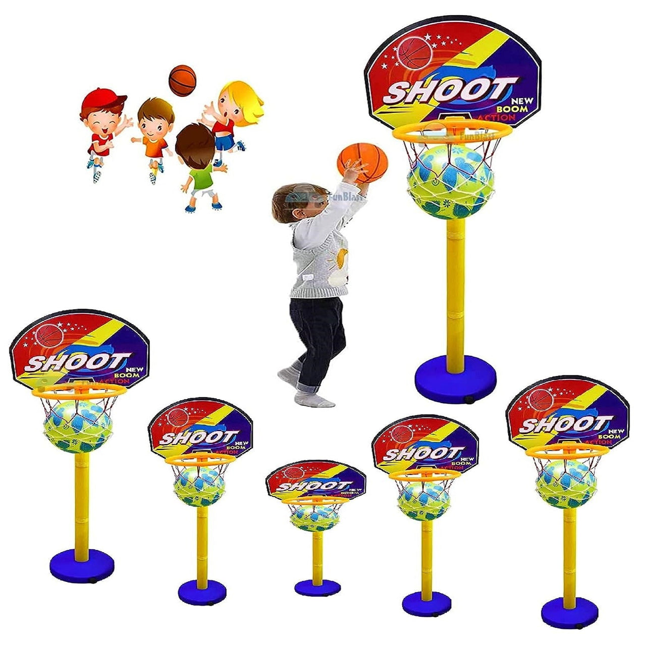 HoopStars | Segna divertimento di gioco infinito - Set da basket regolabile per bambini con palla, cerchio e rete