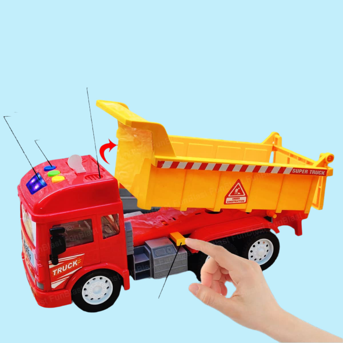 KrachtTruck | Plaisir de jeu robuste - Camion basculant à friction avec lumière et son pour enfants