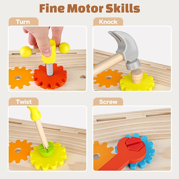 Ecotoys FixiBoard | Fördert Kreativität und Fähigkeiten - Pädagogisches Holzspielbrett
