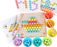 Thumbnail for Ecotoys Grip & Play | Fine motor skills and learning fun - Wooden bead board with tweezer game for educational development!