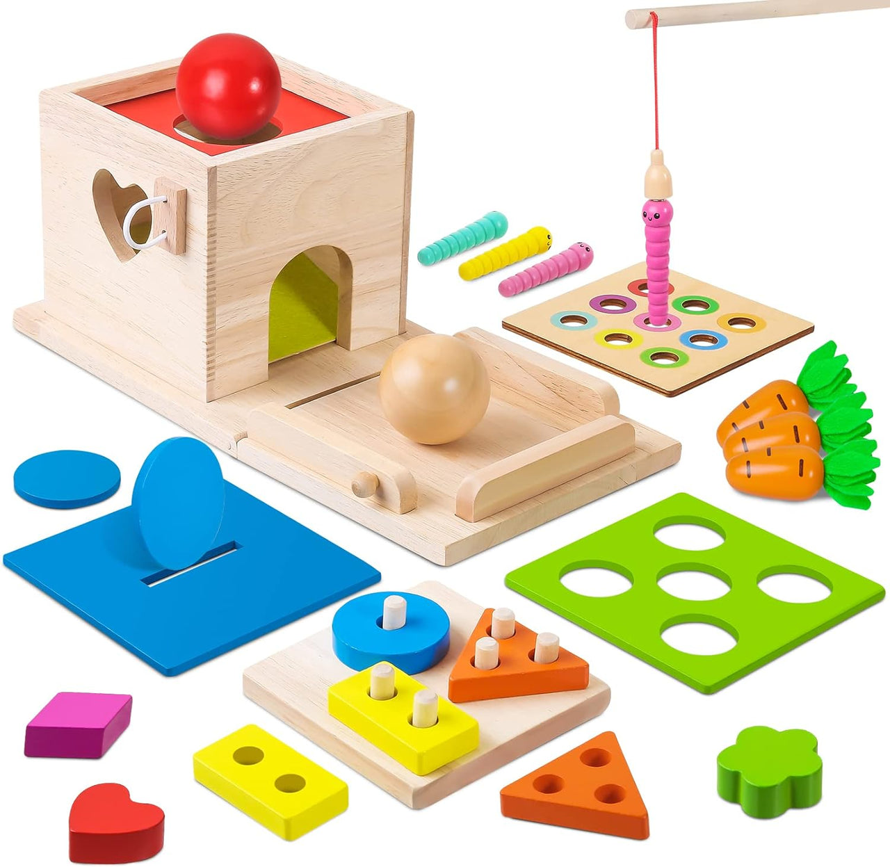EcoToys EduPlay Box | Stimola l'apprendimento e la scoperta - Set di gioco in legno Montessori