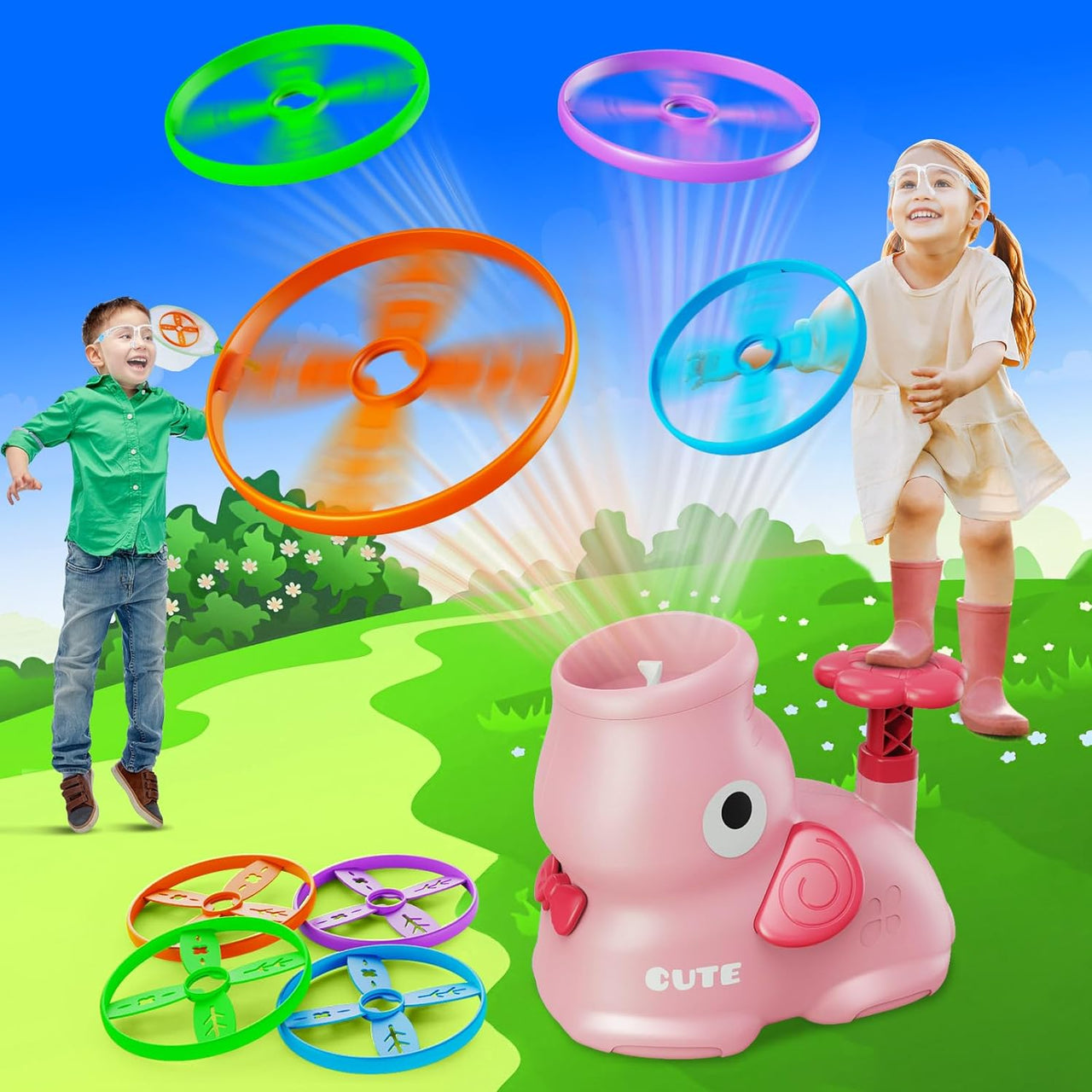 AirZoom Launcher | Bringen Sie Spielspaß auf neue Höhen - Fliegende Untertasse Spielset