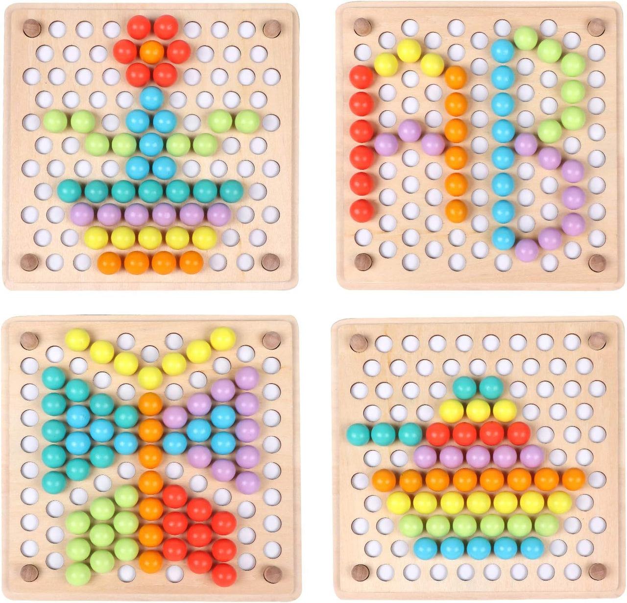 Ecotoys Grip & Play | Fine motor skills and learning fun - Wooden bead board with tweezer game for educational development!