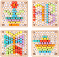 Thumbnail for Ecotoys Grip & Play | Fine motor skills and learning fun - Wooden bead board with tweezer game for educational development!