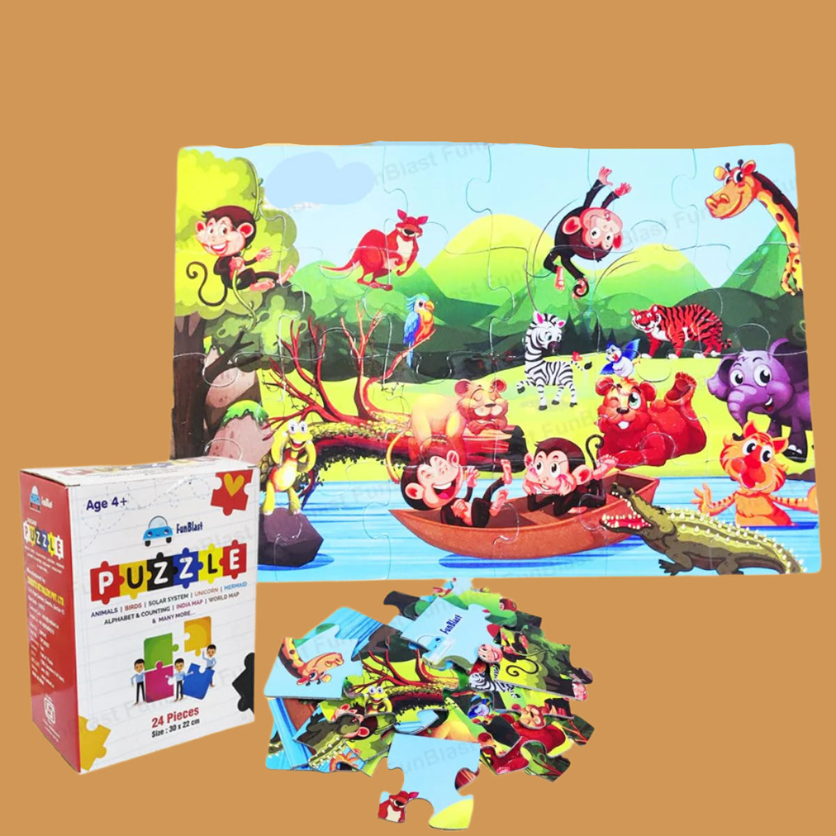 PuzzleSafari | Avontuurlijk leerplezier - Dierenrijk panorama puzzel voor kinderen