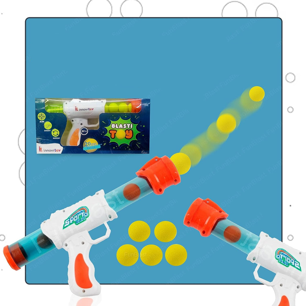 AirBlaster | Spännande skjutkul - Interaktivt lufttrycksskjutspel med mjuka EVA-bollar för barn