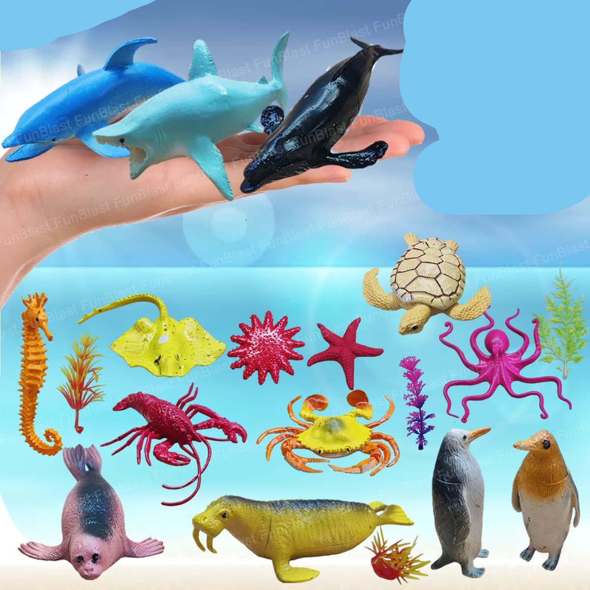 AquaWorld | Tauche ein in ein Unterwasserabenteuer - Realistisches Meereslebewesen-Spielset für Kinder mit Fischen