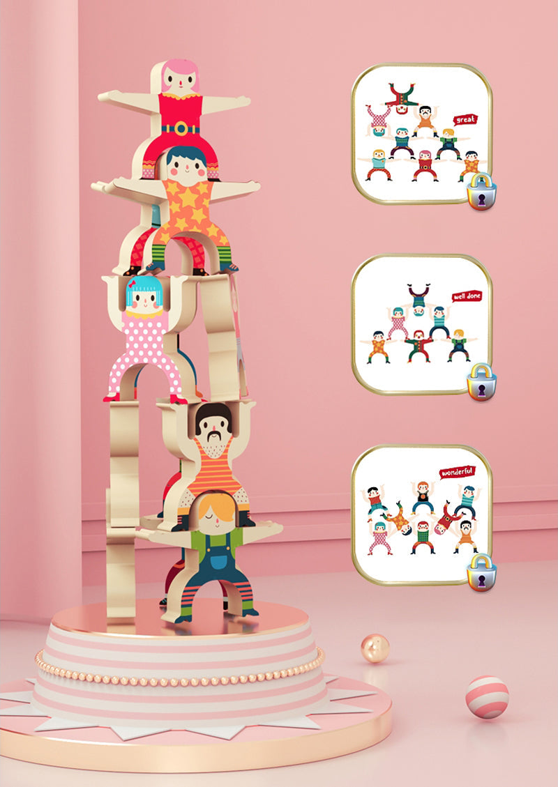 Ecotoys AcroStack | Ausbalancierender Spielspaß - Holzstapelspiel für Kinder