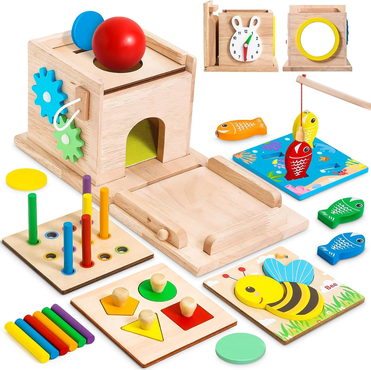 EcoToys EduPlay Box | Stimola l'apprendimento e la scoperta - Set di gioco in legno Montessori