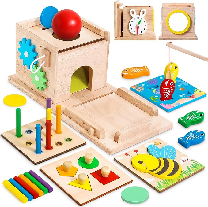 EcoToys EduPlay Box | Stimola l'apprendimento e la scoperta - Set di gioco in legno Montessori